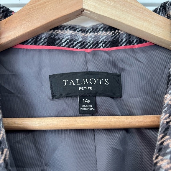 Talbots Double Breasted Bradwell Plaid Blazer 14 P Petite Office Career Business - Picture 6 of 11